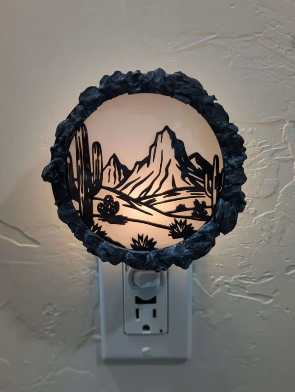 Night Light - Sonoran Desert Scene with Customizable Border Style - Image 4