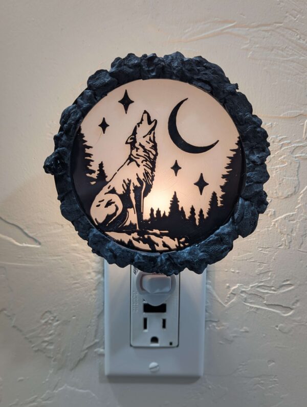 Night Light - Wolf and Stars Scene with Customizable Border Style - Image 4