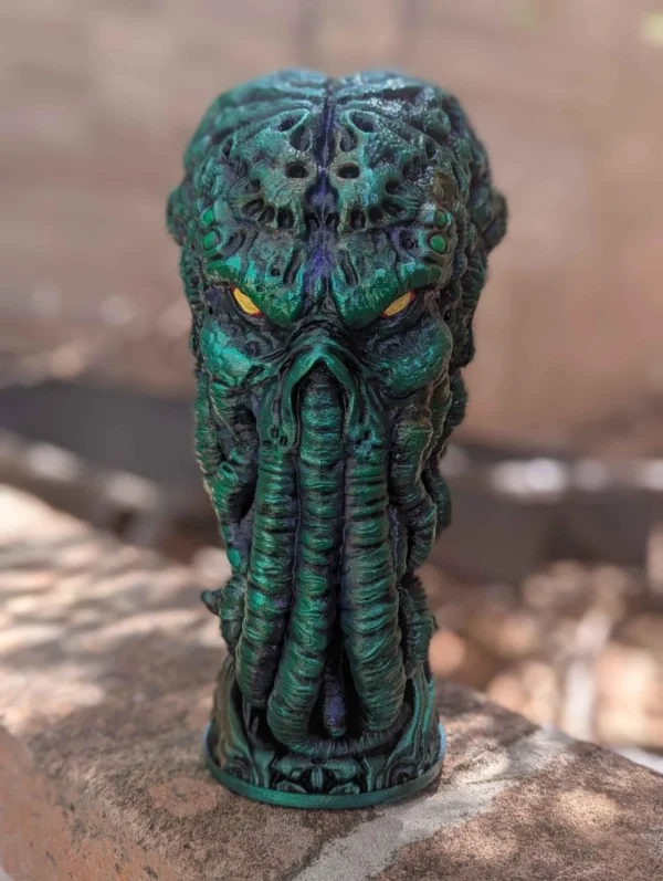 Cthulhu Head Statue - 12" Tall Handpainted Cthulhu Bust with Black Light Detail! H.P. Lovecraft Fan Art Figure