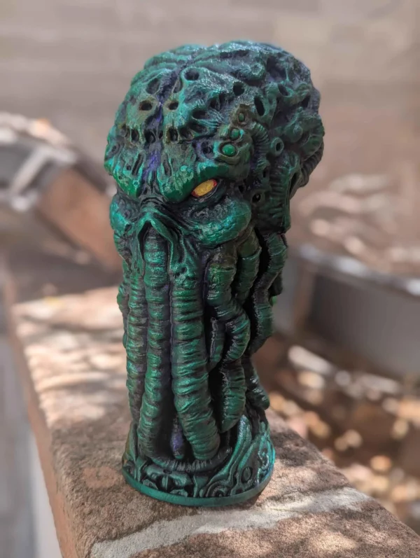 Cthulhu Head Statue - 12" Tall Handpainted Cthulhu Bust with Black Light Detail! H.P. Lovecraft Fan Art Figure - Image 3