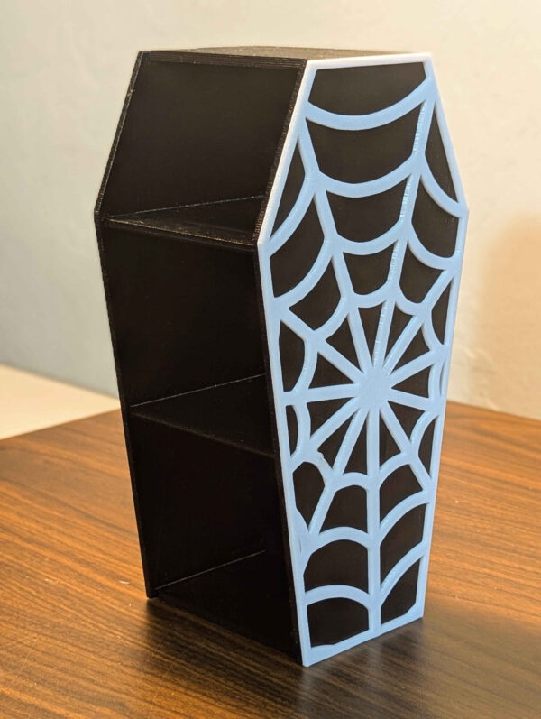 COFFIN + SPIDERWEB Desk Organizer - Halloween Home or Office Decor - Cute Horror Themed Desktop Storage Container - Spooky Desk Accessories - Image 4