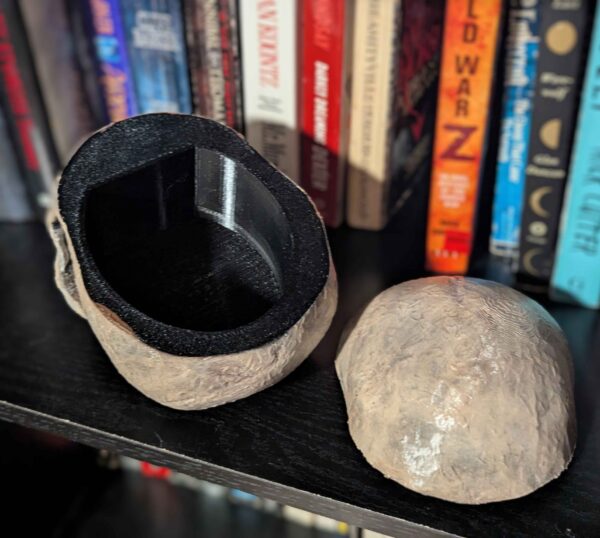 Skull Desk Organizer - Ancient Weathered Human Skull Container Prop - Hand Painted Realistic Skull with Bone Texture - Skull Storage Box - Image 4