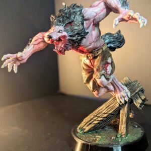 Pursuit of the Wolf - Leaping Werewolf Statue - Handpainted 12" Horror Figure - Bloody Horror Decor