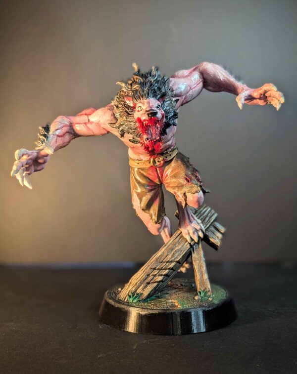 Pursuit of the Wolf - Leaping Werewolf Statue - Handpainted 12" Horror Figure - Bloody Horror Decor - Image 2