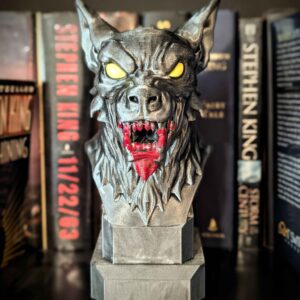 Werewolf Bust - Wolfman Statue - Handpainted Wolf Man Figure with Metallic Finish and Bloody Accents - Halloween Decorations - Horror Decor