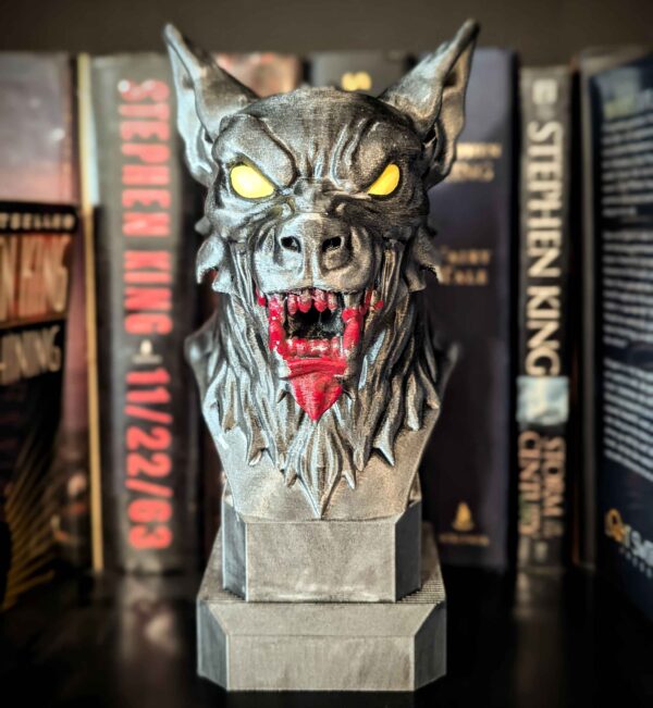 Werewolf Bust - Wolfman Statue - Handpainted Wolf Man Figure with Metallic Finish and Bloody Accents - Halloween Decorations - Horror Decor