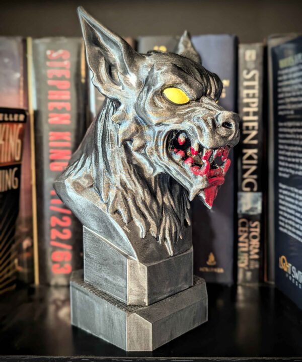 Werewolf Bust - Wolfman Statue - Handpainted Wolf Man Figure with Metallic Finish and Bloody Accents - Halloween Decorations - Horror Decor - Image 2