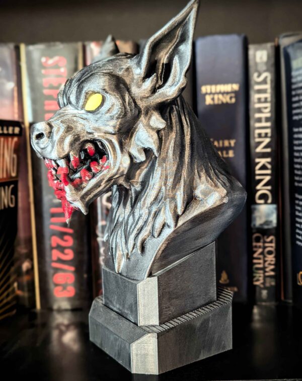Werewolf Bust - Wolfman Statue - Handpainted Wolf Man Figure with Metallic Finish and Bloody Accents - Halloween Decorations - Horror Decor - Image 3