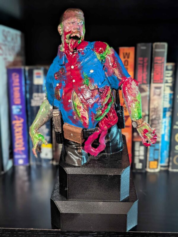 Zombie Cop Bust - Gruesome Zombie Police Officer Statue - Handpainted Bloody Horror Figure - 10" Undead Nightmare Creature - Custom Decor - Image 2