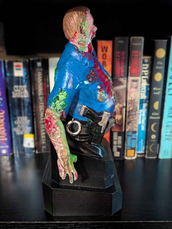 Zombie Cop Bust - Gruesome Zombie Police Officer Statue - Handpainted Bloody Horror Figure - 10" Undead Nightmare Creature - Custom Decor - Image 4