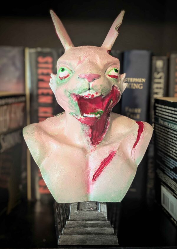 ZomBunny Zombie Bunny Rabbit Bust - Horror Decor Statue - Handpainted Figure - Gory Halloween Decoration