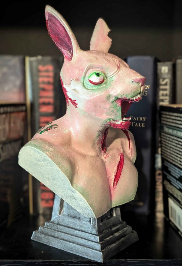ZomBunny Zombie Bunny Rabbit Bust - Horror Decor Statue - Handpainted Figure - Gory Halloween Decoration - Image 3